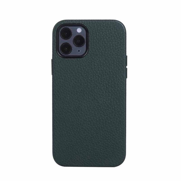 For iPhone 12 Pro Max Litchi Texture Cowhide Leather Back Cover Full-wrapped Shockproof Case