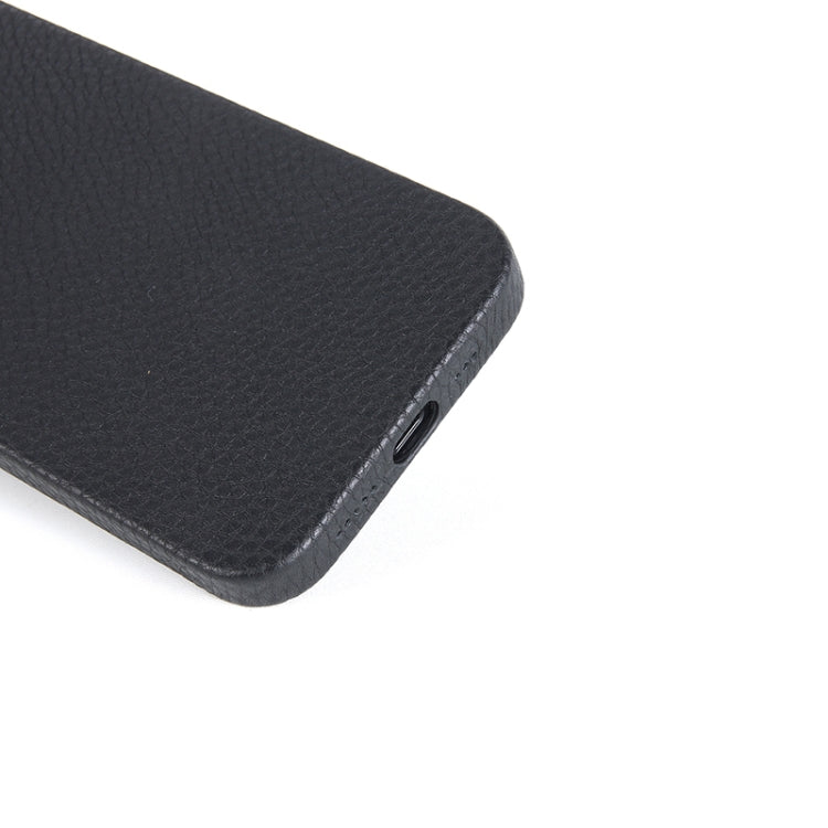 For iPhone 12 Pro Max Litchi Texture Cowhide Leather Back Cover Full-wrapped Shockproof Case