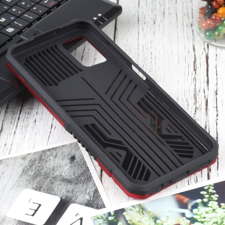 For Samsung Galaxy A03s 166mm Vanguard Warrior All Inclusive Double-color Shockproof TPU + PC Protective Case with Holder