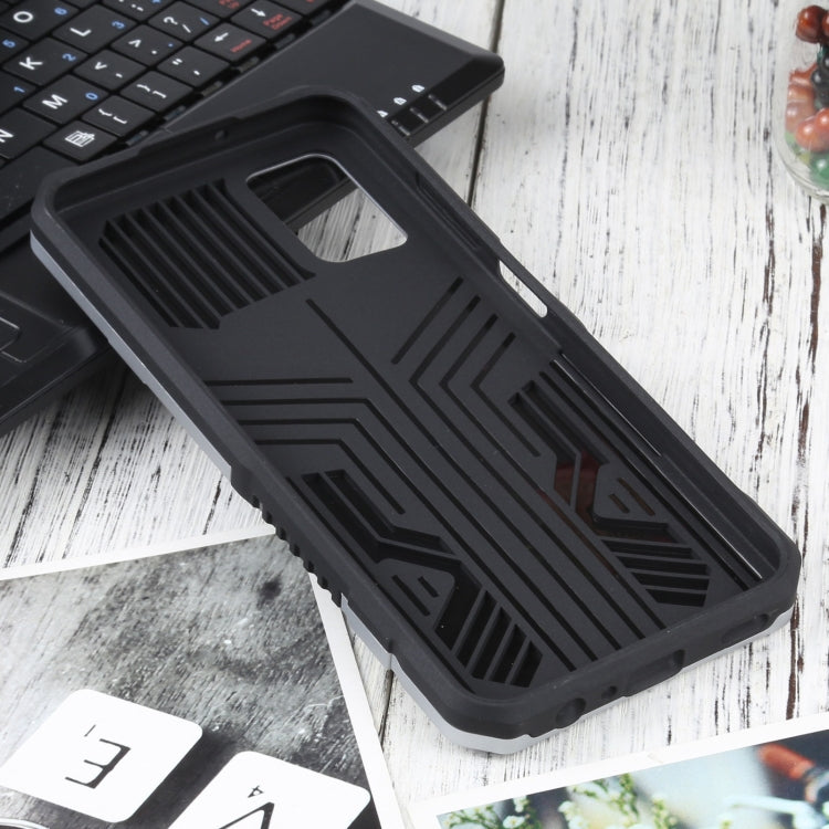 For Samsung Galaxy A03s 166mm Vanguard Warrior All Inclusive Double-color Shockproof TPU + PC Protective Case with Holder