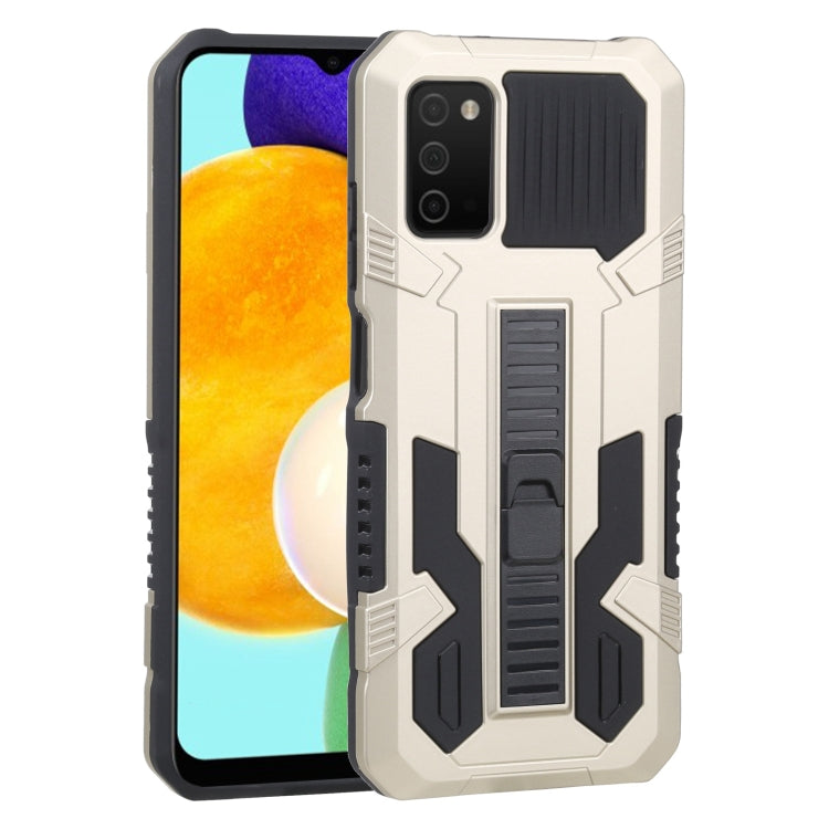 For Samsung Galaxy A03s 166mm Vanguard Warrior All Inclusive Double-color Shockproof TPU + PC Protective Case with Holder