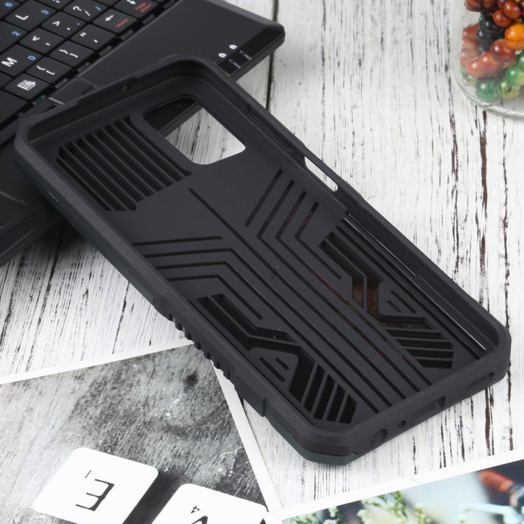 For Samsung Galaxy A03s 166mm Vanguard Warrior All Inclusive Double-color Shockproof TPU + PC Protective Case with Holder