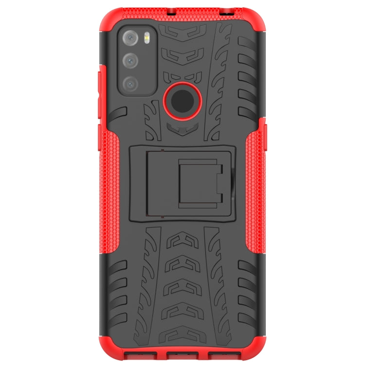 For Alcatel 3L (2021) Tire Texture Shockproof TPU+PC Protective Case with Holder