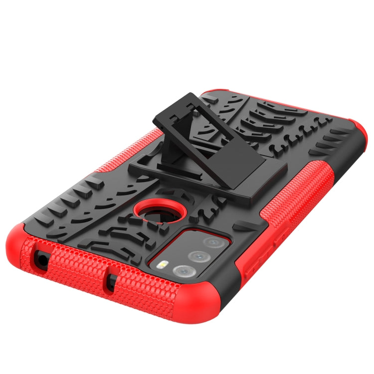 For Alcatel 3L (2021) Tire Texture Shockproof TPU+PC Protective Case with Holder