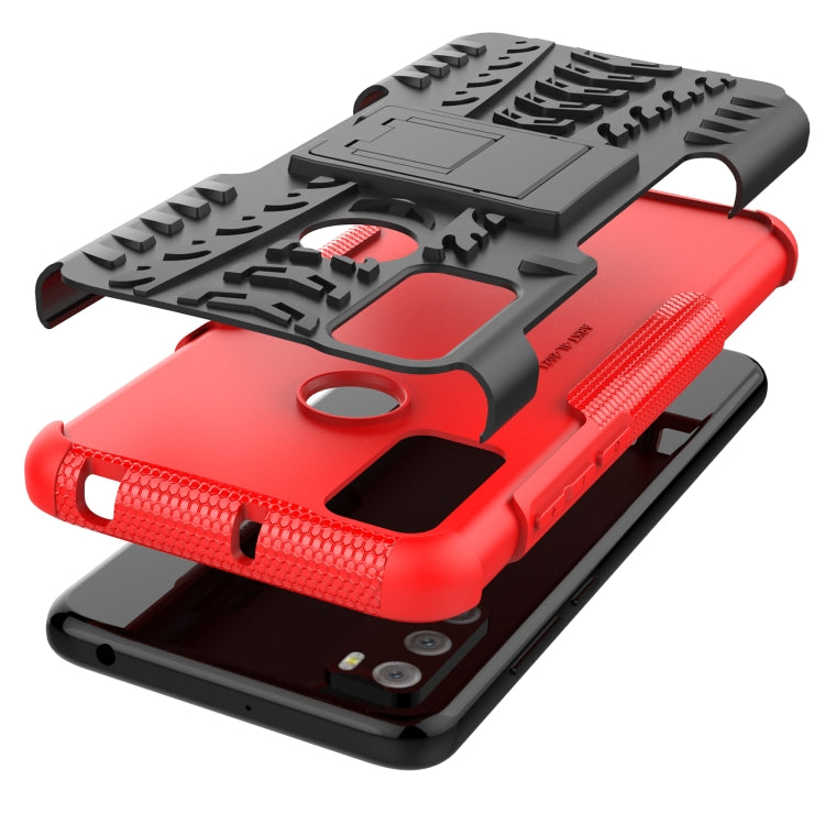For Alcatel 3L (2021) Tire Texture Shockproof TPU+PC Protective Case with Holder