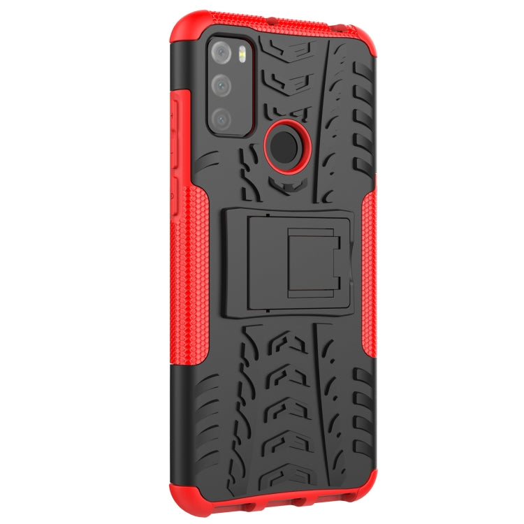 For Alcatel 3L (2021) Tire Texture Shockproof TPU+PC Protective Case with Holder