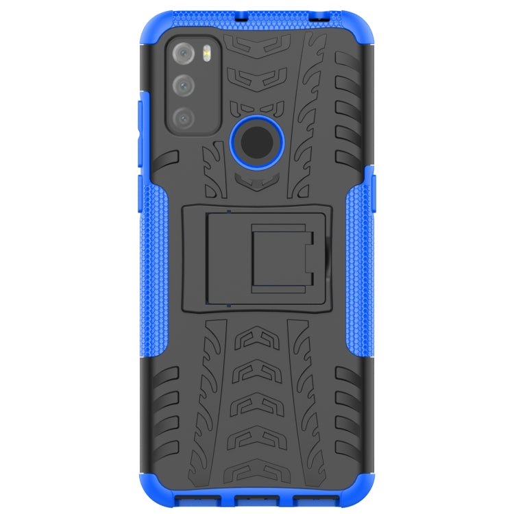 For Alcatel 3L (2021) Tire Texture Shockproof TPU+PC Protective Case with Holder