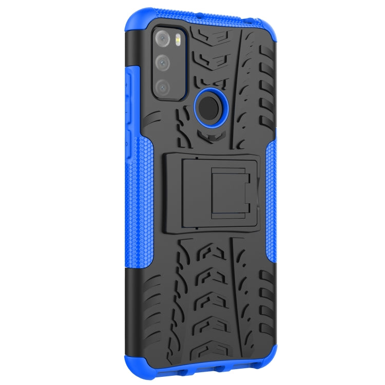 For Alcatel 3L (2021) Tire Texture Shockproof TPU+PC Protective Case with Holder