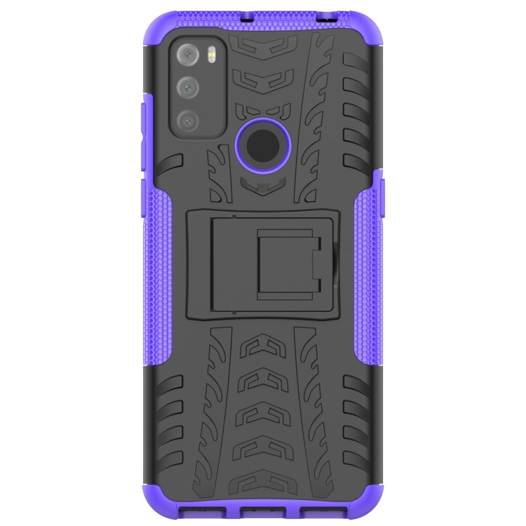 For Alcatel 3L (2021) Tire Texture Shockproof TPU+PC Protective Case with Holder