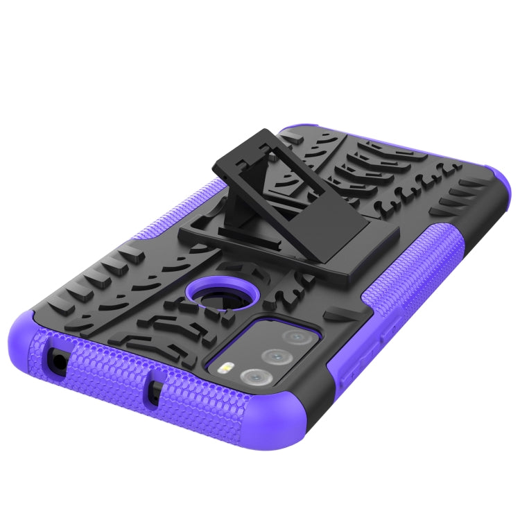 For Alcatel 3L (2021) Tire Texture Shockproof TPU+PC Protective Case with Holder