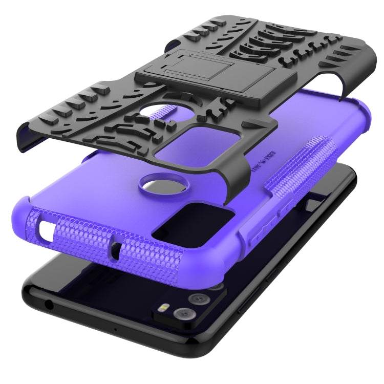 For Alcatel 3L (2021) Tire Texture Shockproof TPU+PC Protective Case with Holder