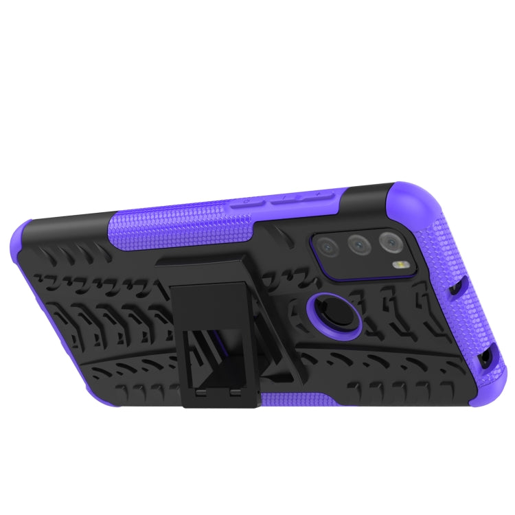 For Alcatel 3L (2021) Tire Texture Shockproof TPU+PC Protective Case with Holder