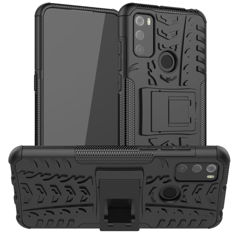 For Alcatel 3L (2021) Tire Texture Shockproof TPU+PC Protective Case with Holder