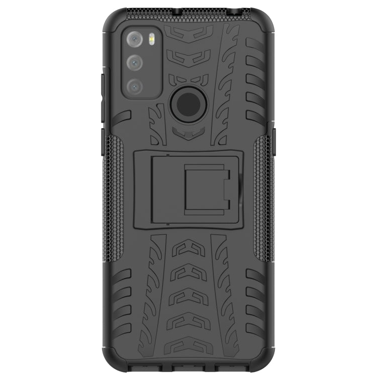 For Alcatel 3L (2021) Tire Texture Shockproof TPU+PC Protective Case with Holder
