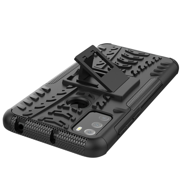 For Alcatel 3L (2021) Tire Texture Shockproof TPU+PC Protective Case with Holder
