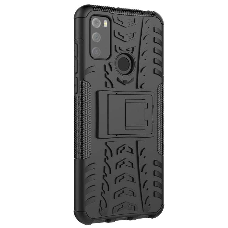 For Alcatel 3L (2021) Tire Texture Shockproof TPU+PC Protective Case with Holder