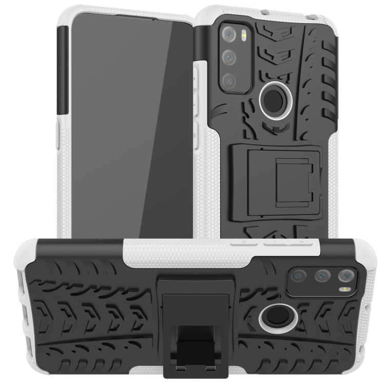 For Alcatel 3L (2021) Tire Texture Shockproof TPU+PC Protective Case with Holder