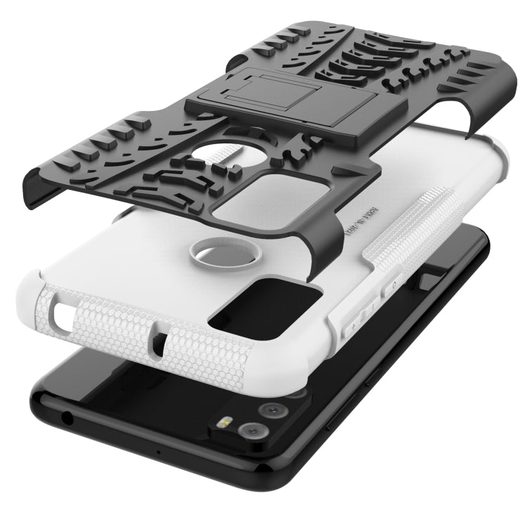 For Alcatel 3L (2021) Tire Texture Shockproof TPU+PC Protective Case with Holder