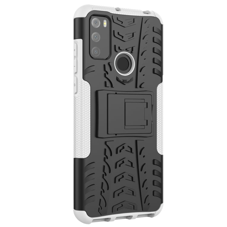 For Alcatel 3L (2021) Tire Texture Shockproof TPU+PC Protective Case with Holder