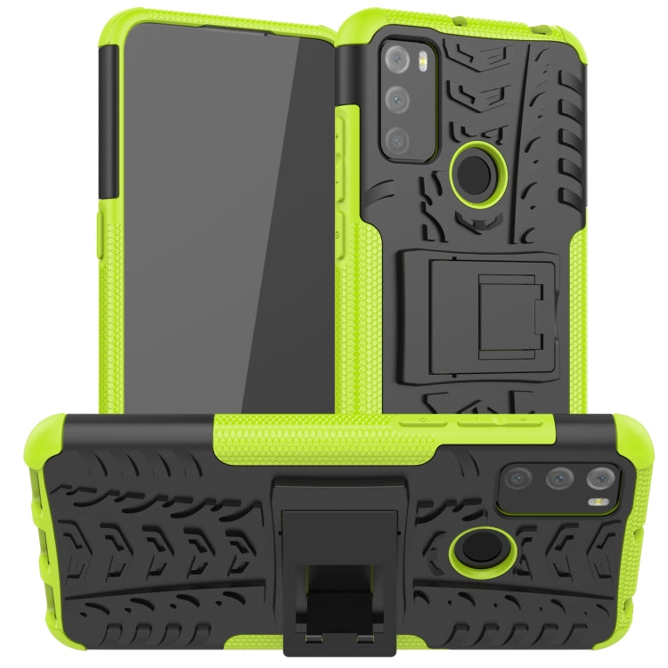 For Alcatel 3L (2021) Tire Texture Shockproof TPU+PC Protective Case with Holder