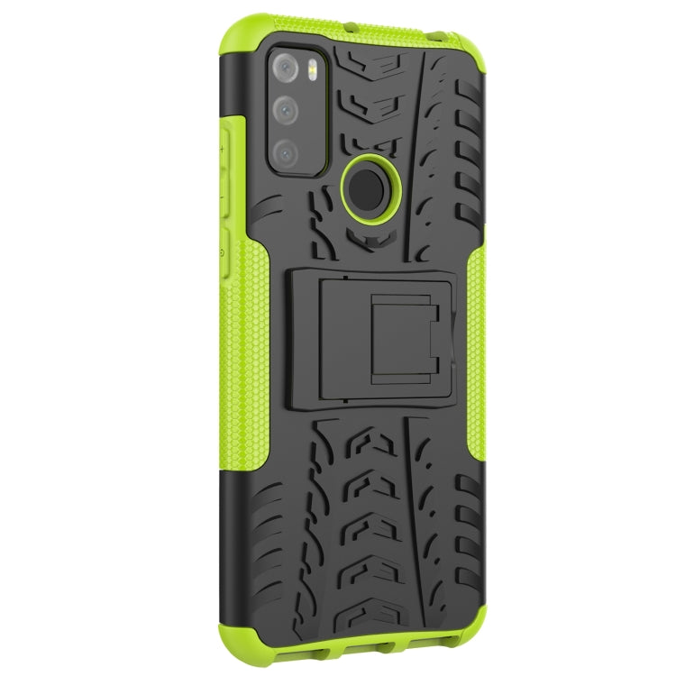 For Alcatel 3L (2021) Tire Texture Shockproof TPU+PC Protective Case with Holder