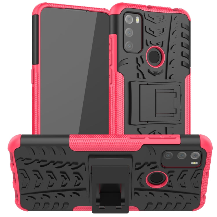 For Alcatel 3L (2021) Tire Texture Shockproof TPU+PC Protective Case with Holder