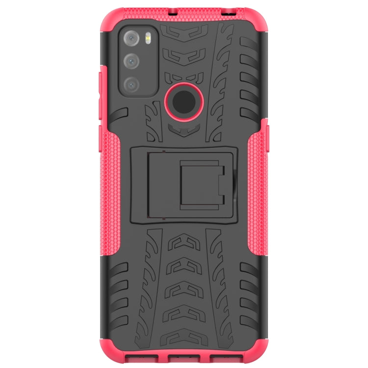 For Alcatel 3L (2021) Tire Texture Shockproof TPU+PC Protective Case with Holder