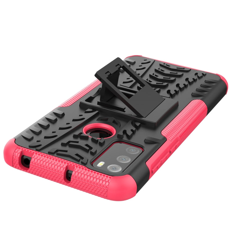 For Alcatel 3L (2021) Tire Texture Shockproof TPU+PC Protective Case with Holder