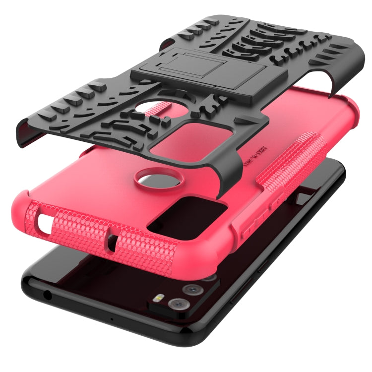 For Alcatel 3L (2021) Tire Texture Shockproof TPU+PC Protective Case with Holder