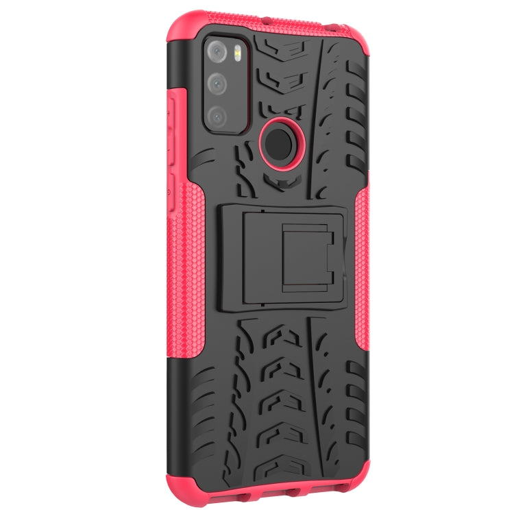For Alcatel 3L (2021) Tire Texture Shockproof TPU+PC Protective Case with Holder