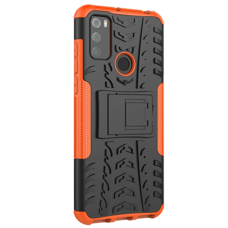 For Alcatel 3L (2021) Tire Texture Shockproof TPU+PC Protective Case with Holder
