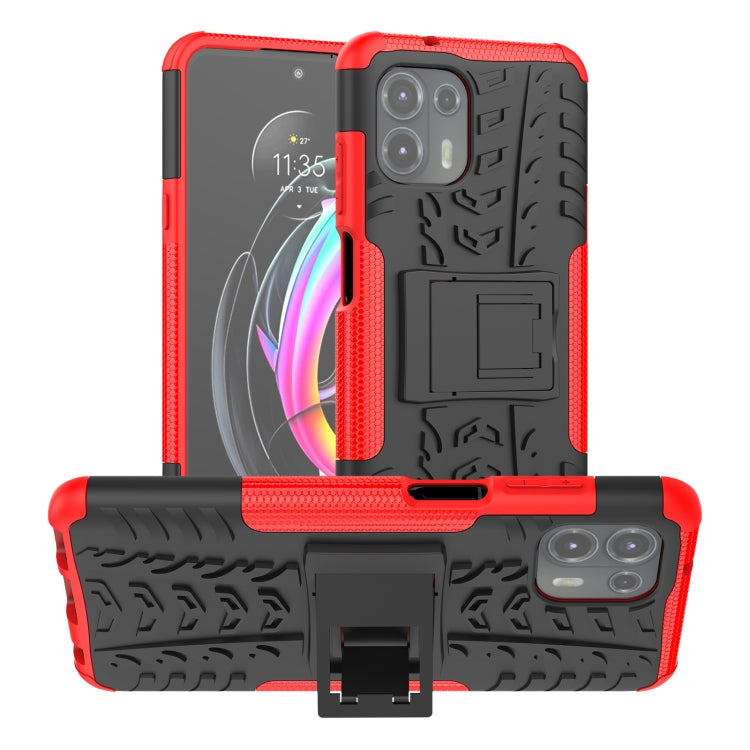 For Motorola Edge 20 Lite Tire Texture Shockproof TPU+PC Protective Case with Holder