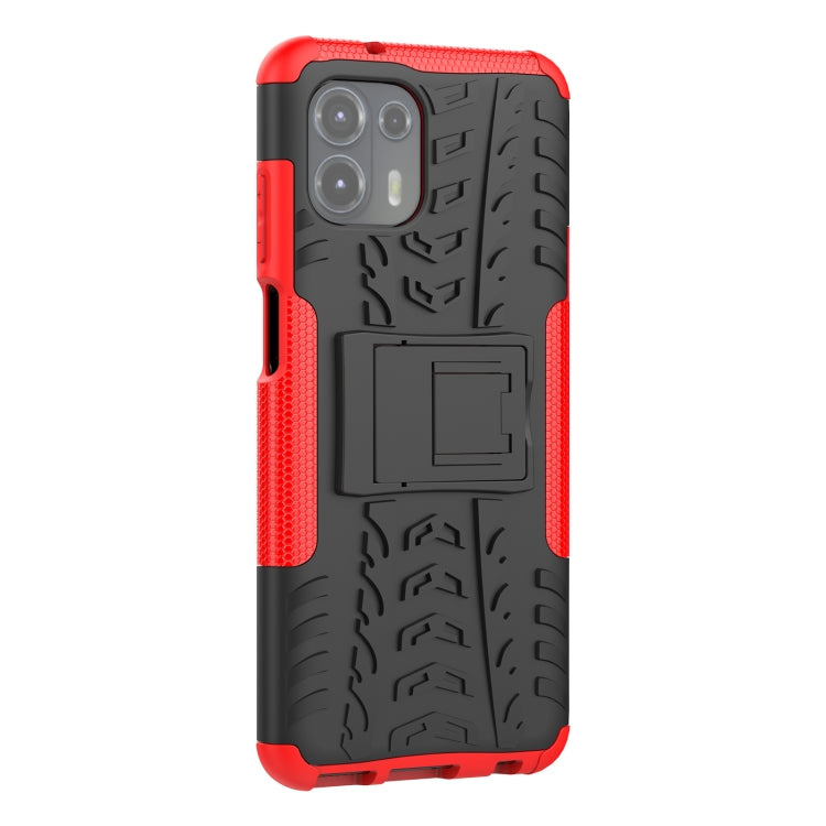 For Motorola Edge 20 Lite Tire Texture Shockproof TPU+PC Protective Case with Holder