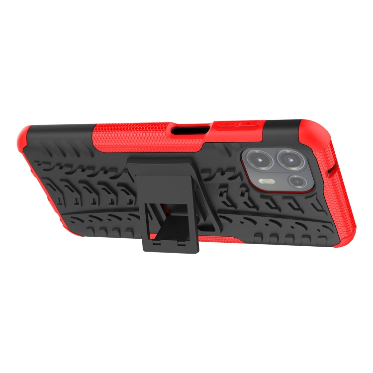 For Motorola Edge 20 Lite Tire Texture Shockproof TPU+PC Protective Case with Holder