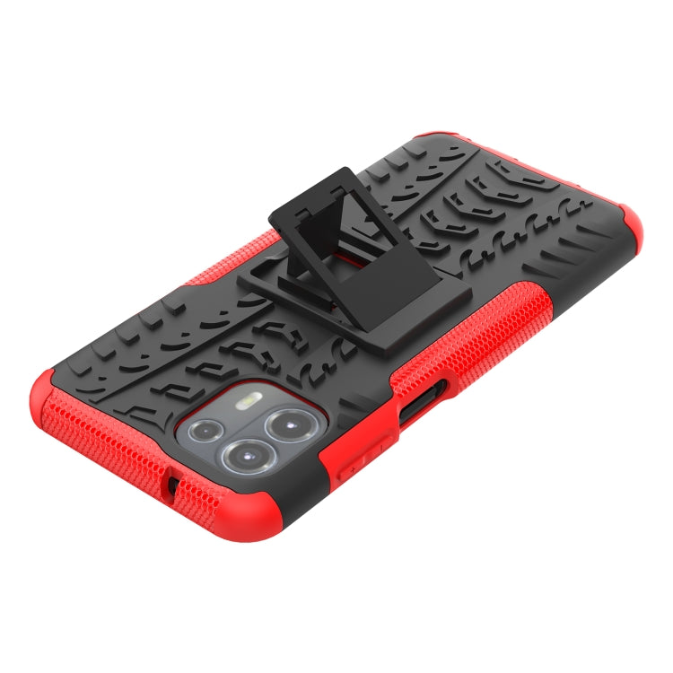 For Motorola Edge 20 Lite Tire Texture Shockproof TPU+PC Protective Case with Holder