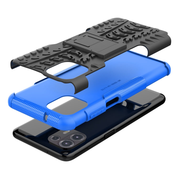 For Motorola Edge 20 Lite Tire Texture Shockproof TPU+PC Protective Case with Holder