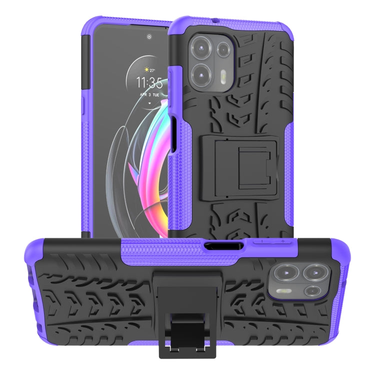 For Motorola Edge 20 Lite Tire Texture Shockproof TPU+PC Protective Case with Holder