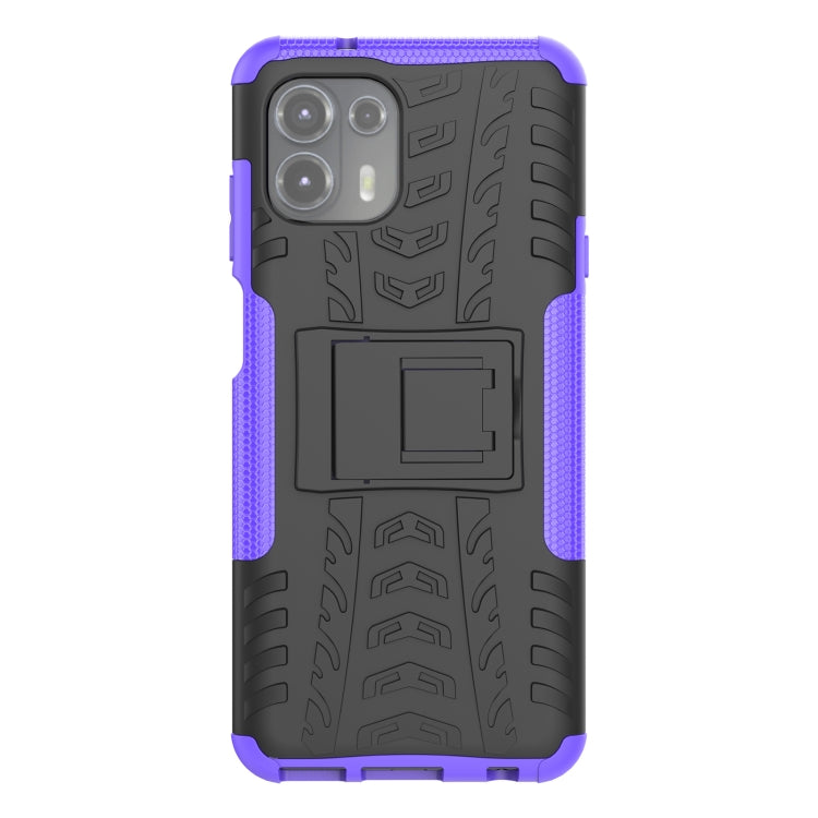 For Motorola Edge 20 Lite Tire Texture Shockproof TPU+PC Protective Case with Holder