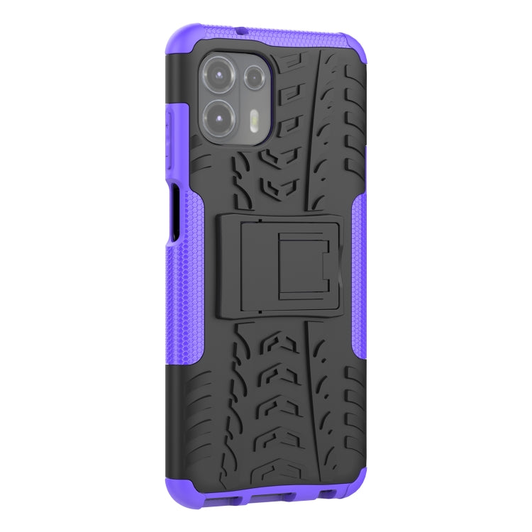 For Motorola Edge 20 Lite Tire Texture Shockproof TPU+PC Protective Case with Holder
