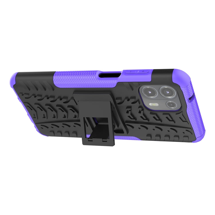 For Motorola Edge 20 Lite Tire Texture Shockproof TPU+PC Protective Case with Holder