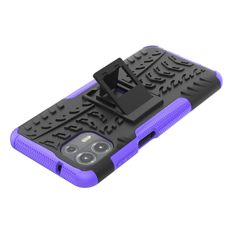 For Motorola Edge 20 Lite Tire Texture Shockproof TPU+PC Protective Case with Holder