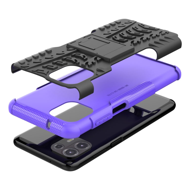 For Motorola Edge 20 Lite Tire Texture Shockproof TPU+PC Protective Case with Holder