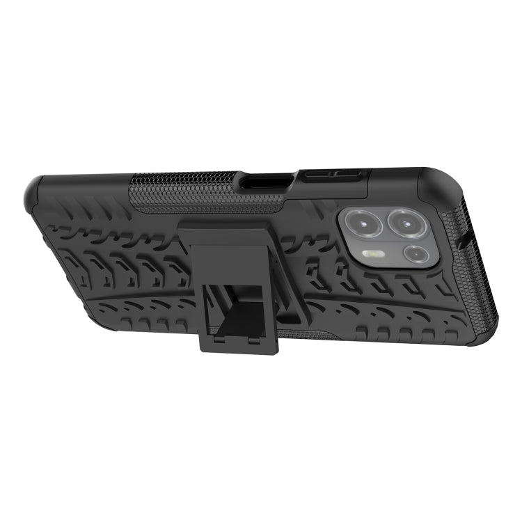 For Motorola Edge 20 Lite Tire Texture Shockproof TPU+PC Protective Case with Holder