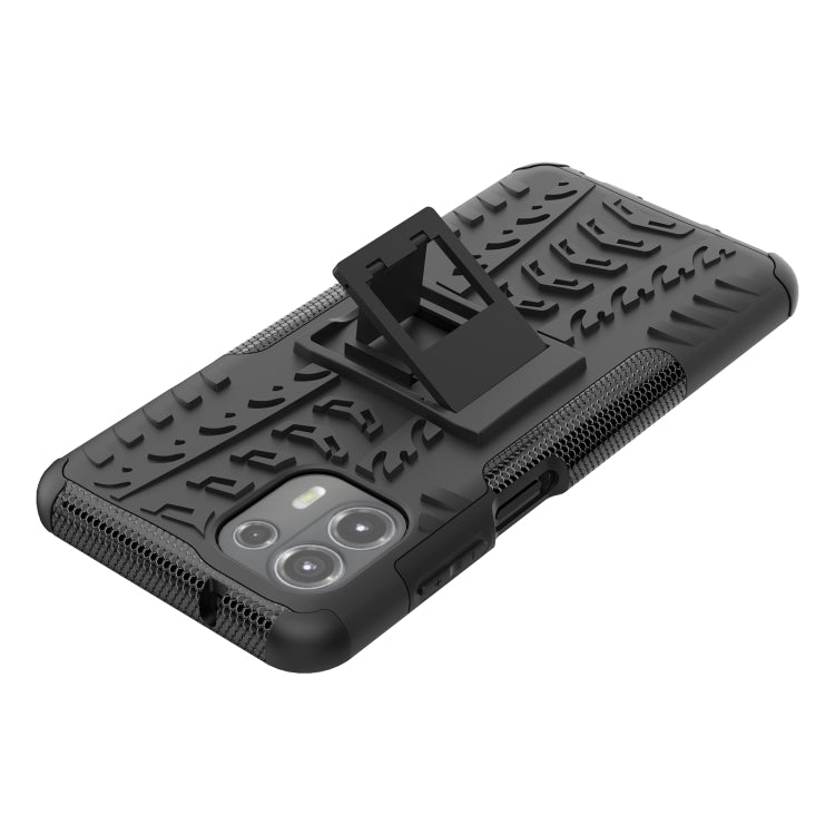 For Motorola Edge 20 Lite Tire Texture Shockproof TPU+PC Protective Case with Holder