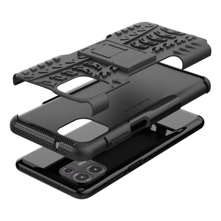 For Motorola Edge 20 Lite Tire Texture Shockproof TPU+PC Protective Case with Holder