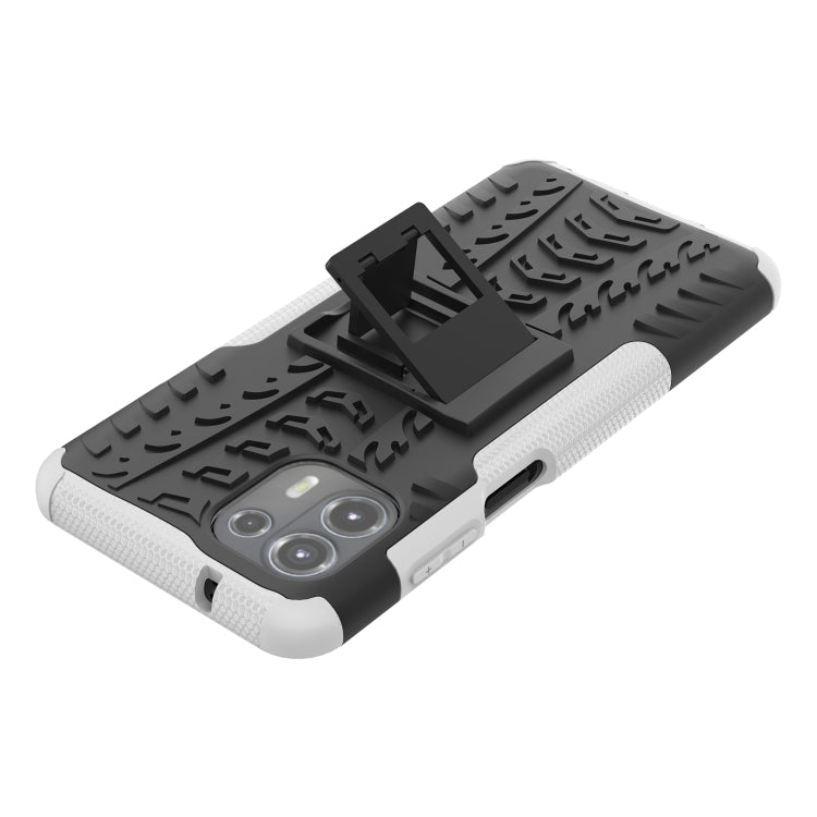 For Motorola Edge 20 Lite Tire Texture Shockproof TPU+PC Protective Case with Holder
