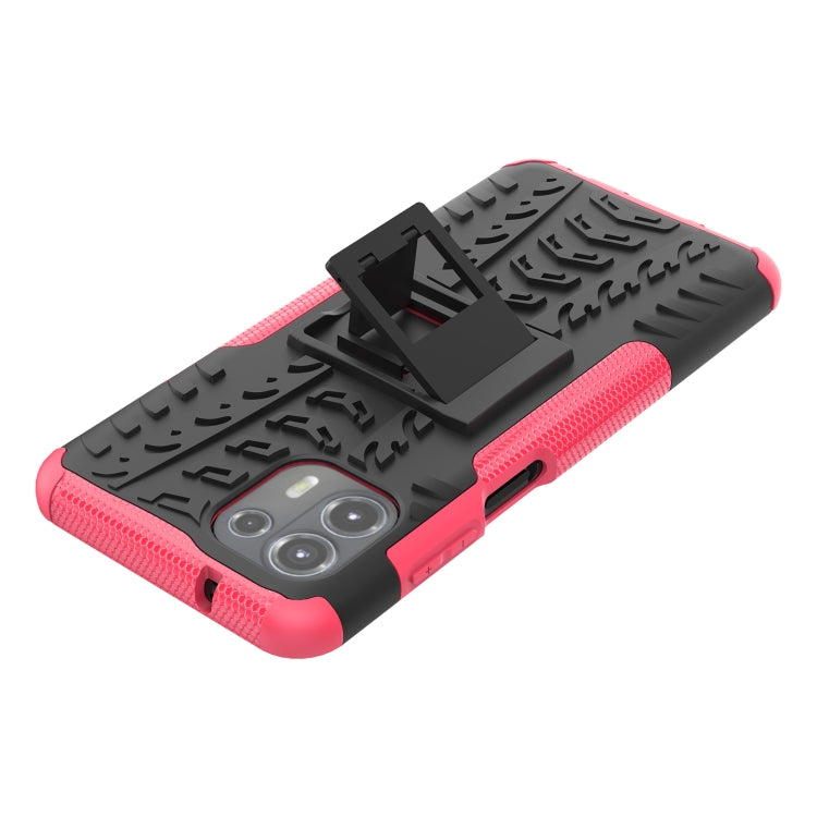 For Motorola Edge 20 Lite Tire Texture Shockproof TPU+PC Protective Case with Holder