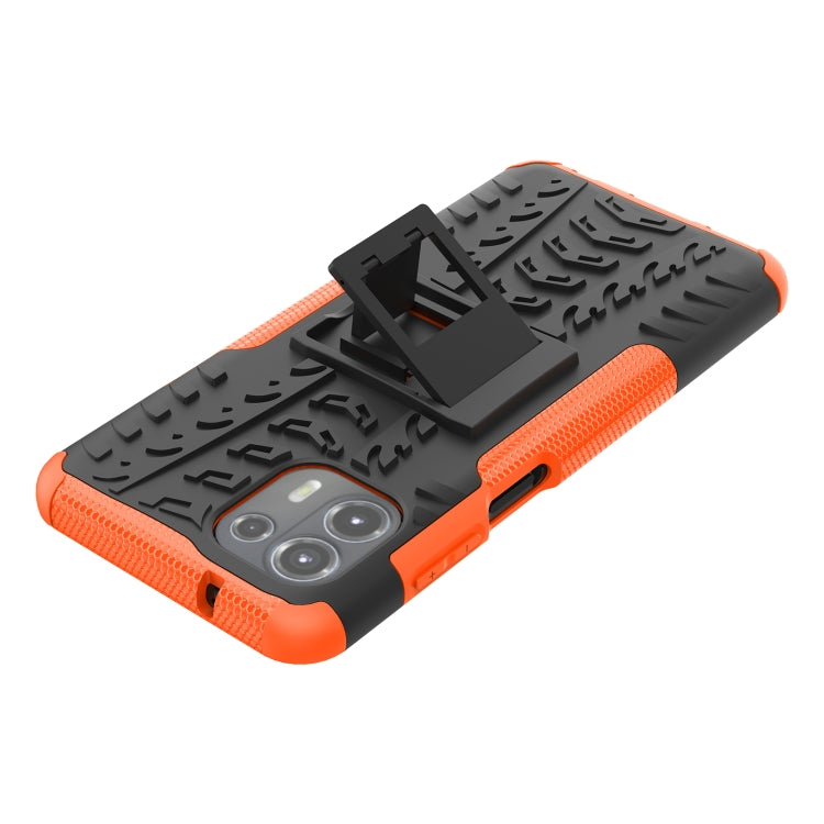 For Motorola Edge 20 Lite Tire Texture Shockproof TPU+PC Protective Case with Holder