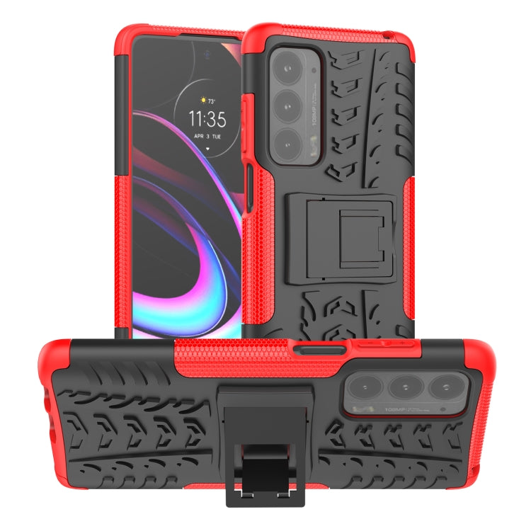 For Motorola Edge (2021) Tire Texture Shockproof TPU+PC Protective Case with Holder