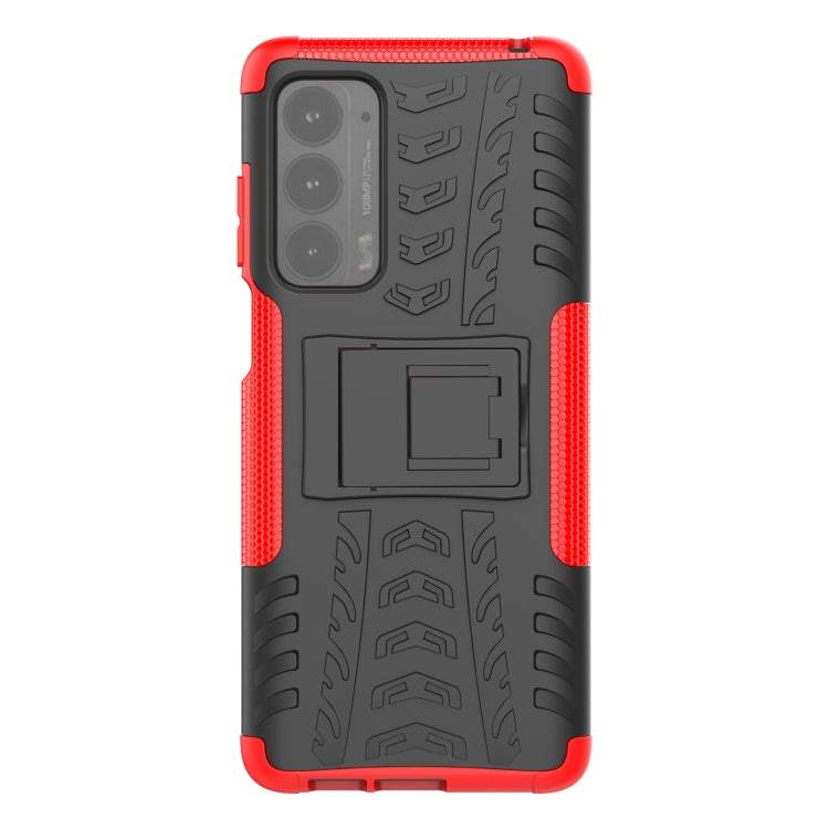 For Motorola Edge (2021) Tire Texture Shockproof TPU+PC Protective Case with Holder